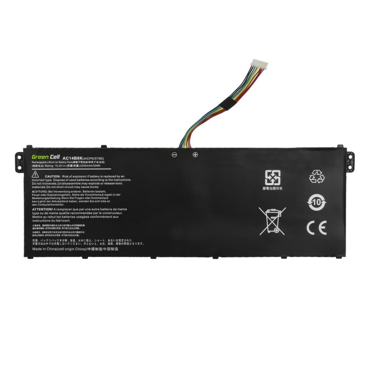 Batteria per Laptop Green Cell AC72 Nero 2100 mAh